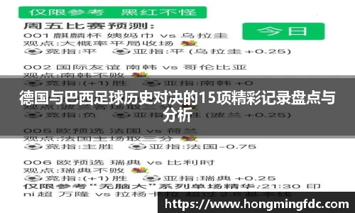 德国与巴西足球历史对决的15项精彩记录盘点与分析